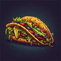 Taco Fast Food Tomatoes Avocado Tortilla Illustration artwork picture digital download